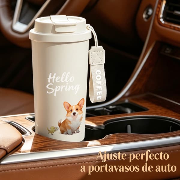 Kaffetermos 500ml Rostfritt Stål Minimalistisk Design, Isolerad kaffemugg, läckagesäker resemugg med lock White
