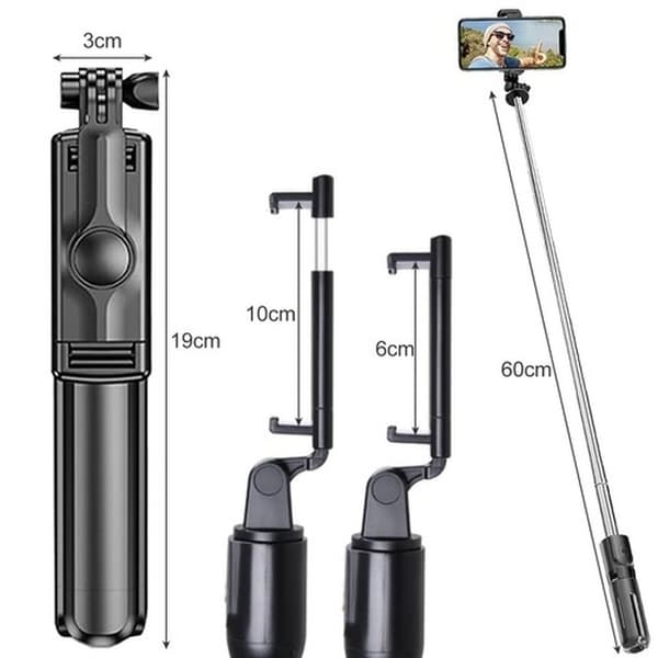 Selfie-tikku / Selfie Stick - iPhone/Android - Bluetooth Musta,y