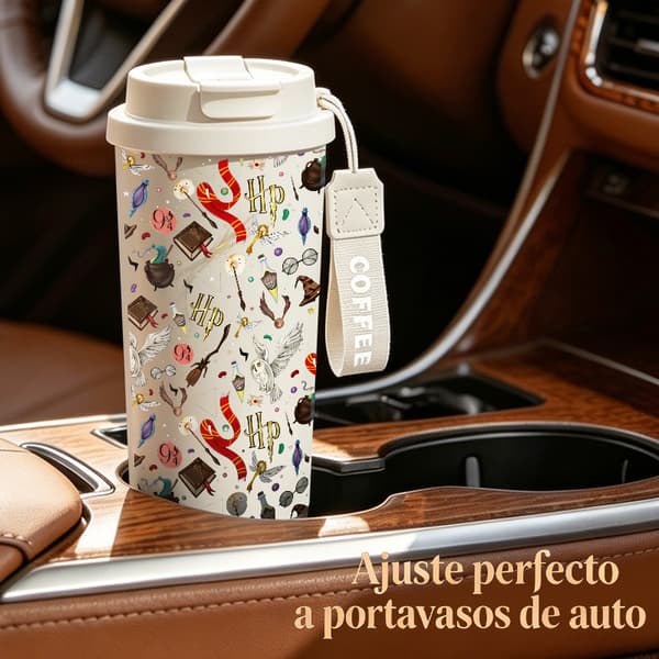 Kaffetermos 500ml Rustfritt Stål Tegneseriedesign Pink