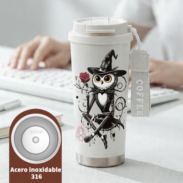 Kaffetermos 500ml 316 Rustfritt Stål Militær Design White