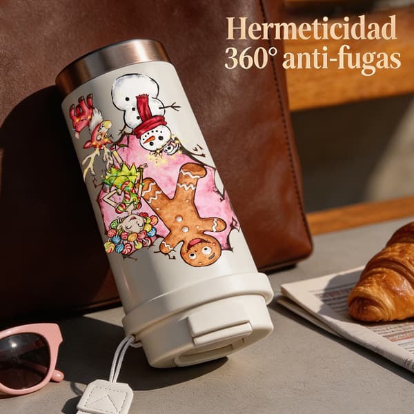 Kaffetermos 500ml Rustfritt Stål Juledesign Black