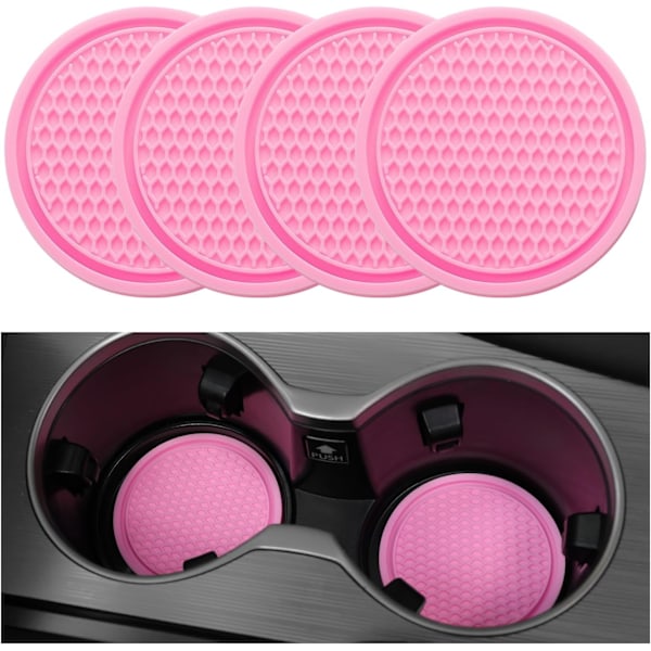 Bilkoppholder, 4 stk. universelle sklisikre koppholdere innebygd i ornamenter, biltilbehør pink