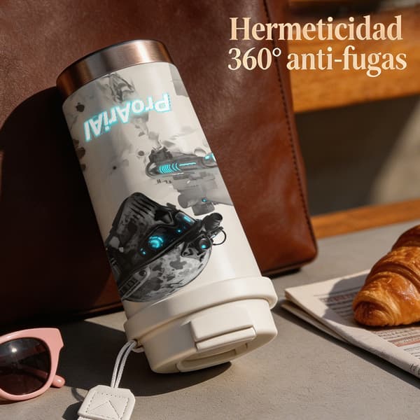 Kaffetermos 500ml 316 Rustfritt Stål Grafisk Design White