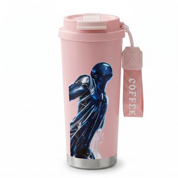 Bærbar Kaffe Termokande 500ml Rustfrit Stål Jule Design Pink