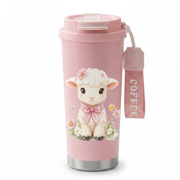 Kaffetermos 500ml Rustfritt Stål Halloween Design Pink
