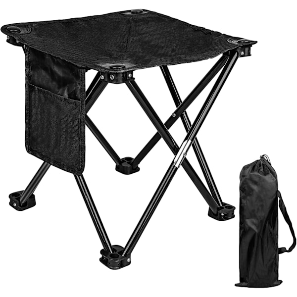 Camping Skammel 2 Pak, 34 cm Bærbar Foldeskammel til Udendørs Havearbejde, Fodskammel med Bæretaske (Sort)