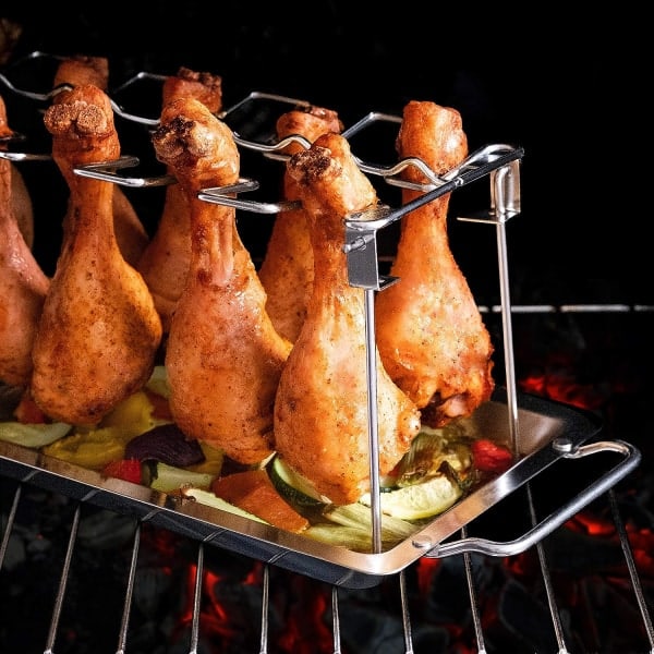 Kyllingestativ - Kyllinge ben stativ - Grillstativ til kylling - Robust rustfrit stål
