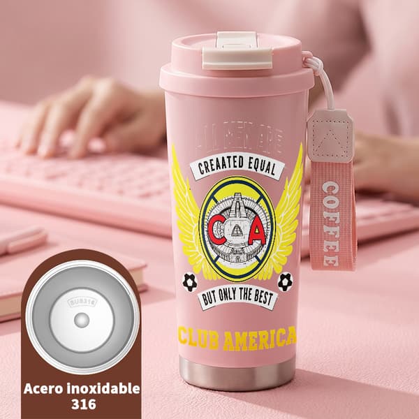 Termosmugg 500ml Rostfritt Stål Festlig Design, Isolerad kaffemugg, läckagesäker resemugg med lock Pink
