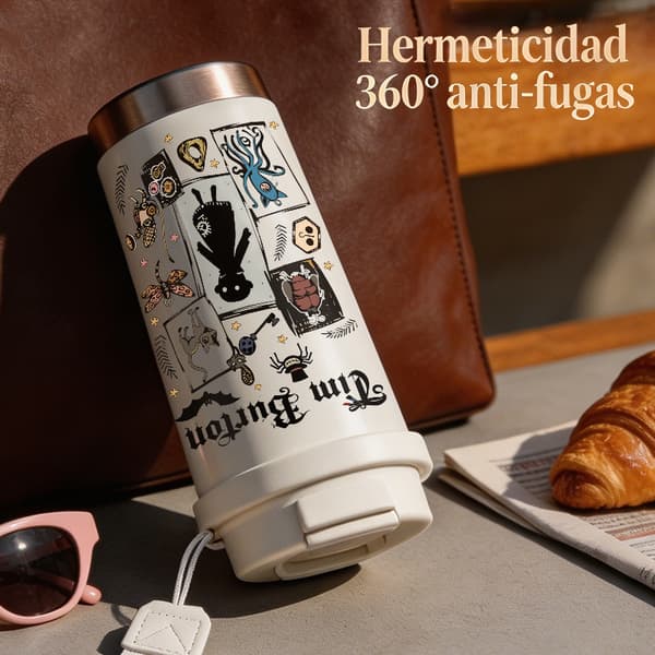 Bærbar kaffetermos 500 ml rustfritt stål kunstnerisk design Pink