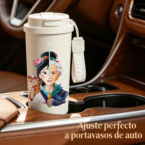 Kaffetermos 500ml 316 rustfritt stål kunstnerisk design Pink