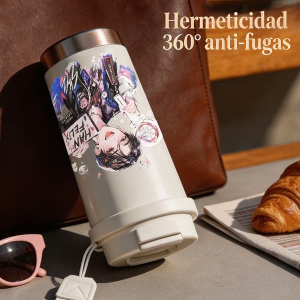 Termoskaffeemugg 500ml Rostfritt Stål Halloween Design, Isolerad kaffemugg, läckagesäker resemugg med lock White