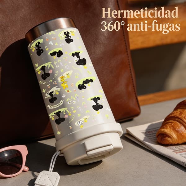 Kaffetermos 500ml Rostfritt Stål Festlig Design, Isolerad kaffemugg, läckagesäker resemugg med lock Pink