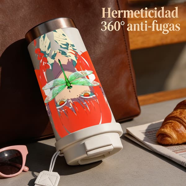 Termosmugg 500ml Rostfritt Stål Retro Design, Isolerad kaffemugg, läckagesäker resemugg med lock Black