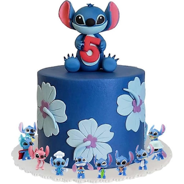10 kpl Lilo ja Stitch kakkukoristeita lasten syntymäpäiväkakkuun Lilo ja Stitch -teemajuhliin