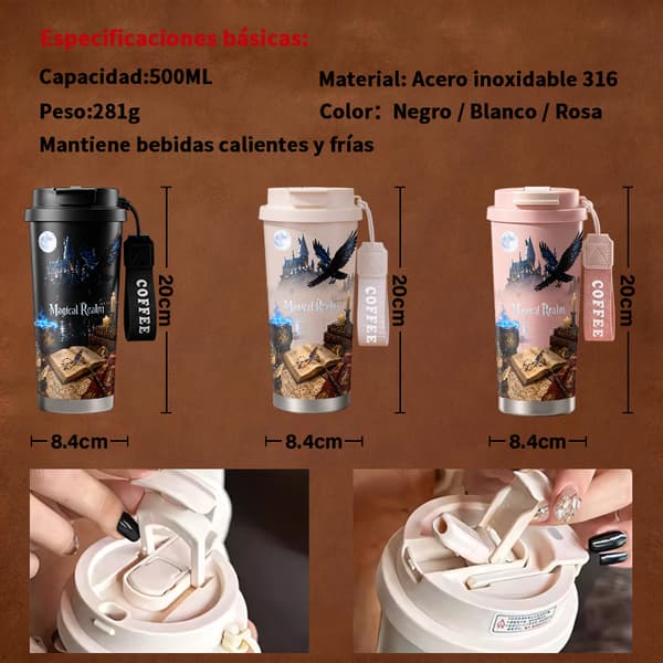 Kaffetermokande 500 ml 316 rustfrit stål Anime-design White
