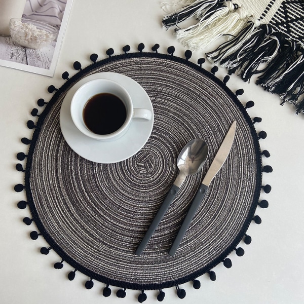Underlegg av bomullstråd - svart, i stil, semi-craft vevd