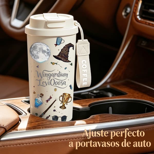 Kaffetermos 500ml Rostfritt Stål Konstnärlig Design, Isolerad kaffemugg, läckagesäker resemugg med lock Black