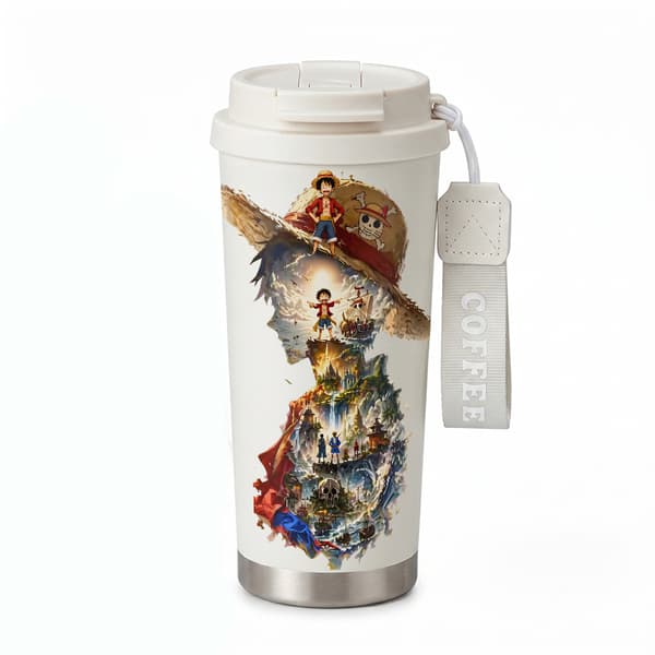 Bærbar kaffetermos 500 ml rustfritt stål retrodesign White