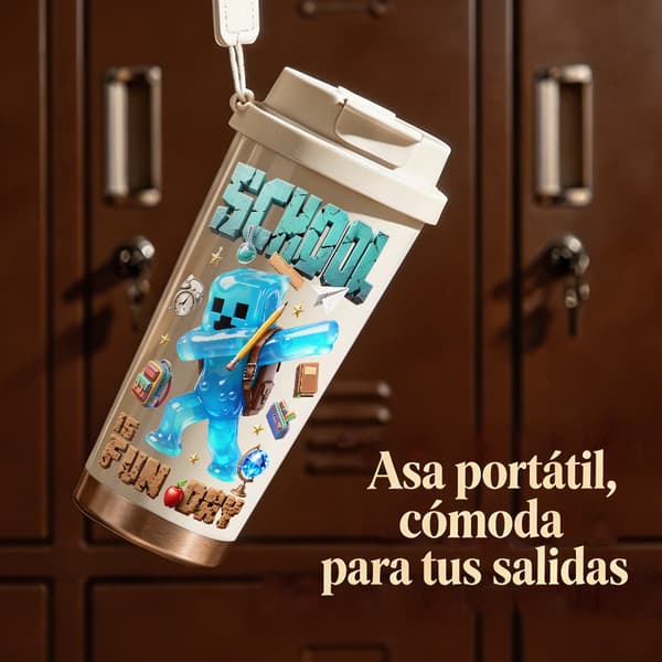 Kahvitermos 500ml Ruostumaton teräs Sotilaskuviointi White