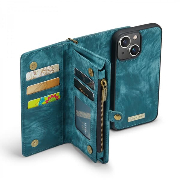 CaseMe Multi-Slot 2 i 1 Plånboksfodral iPhone 13 Blå,y