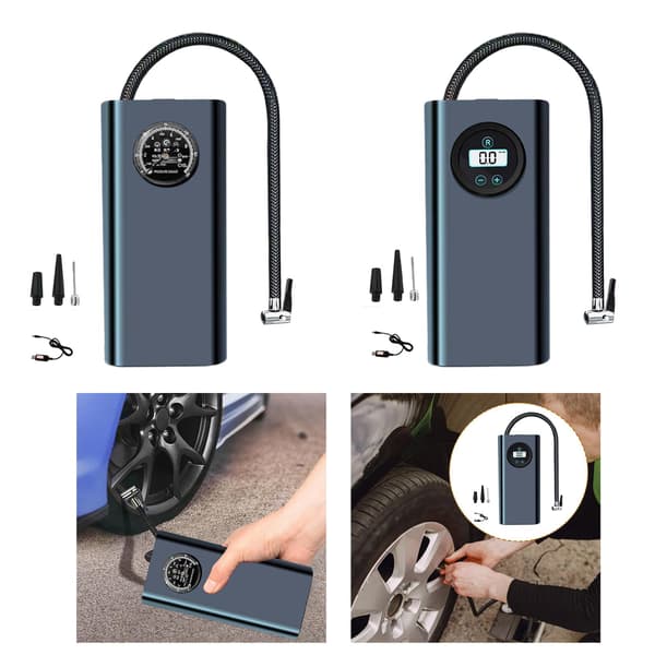Portabel däckpump i pekstil, handhållen uppladdningsbar pump, elektrisk luftkompressor, mini-luftpump lämplig för ca