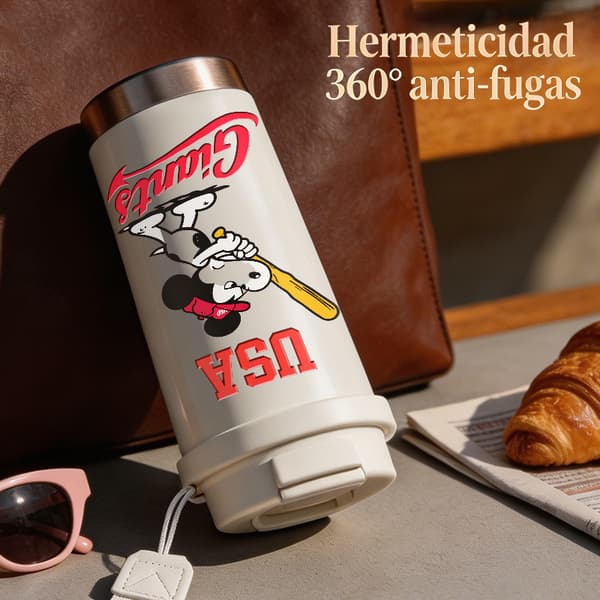 Termosmugg 500ml Rostfritt Stål Blommig Design, Isolerad kaffemugg, läckagesäker resemugg med lock White