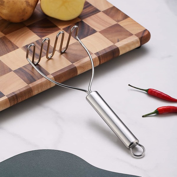 1 stk. Robust Kartoffelmoser i Rustfrit Stål, Fast Greb,