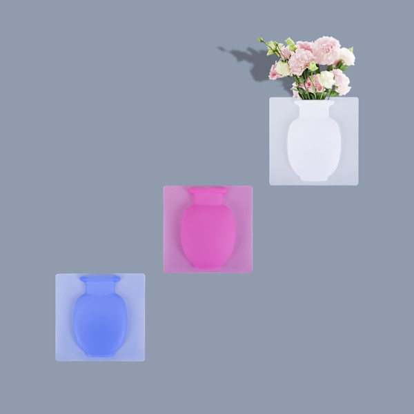3 stycken (vit+rosa+blå) Silikonvas, Magisk Silikonvas