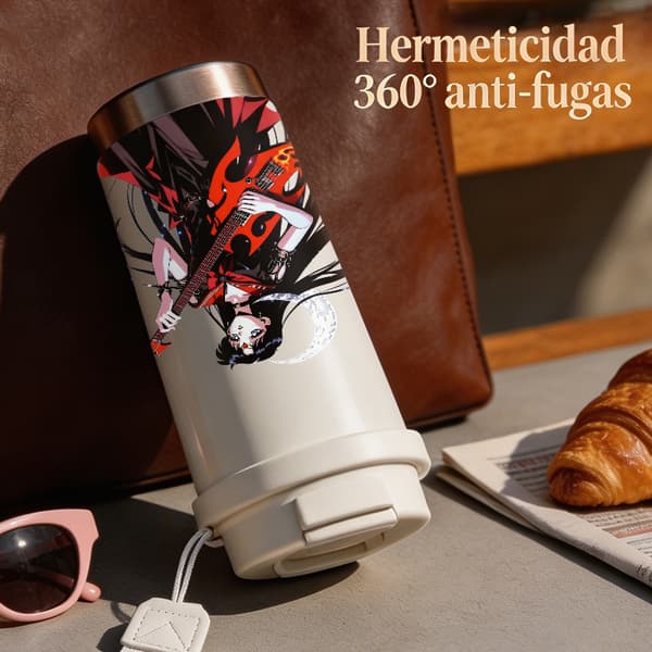 Kaffetermos 500ml Rostfritt Stål Modern Design, Isolerad kaffemugg, läckagesäker resemugg med lock Black
