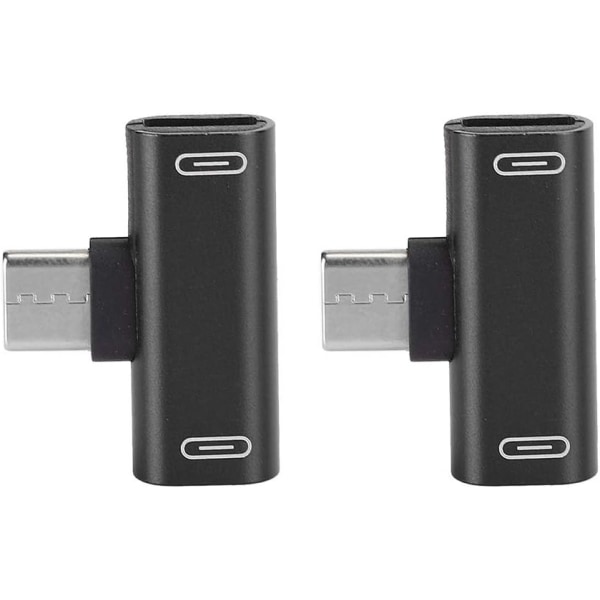 2-delt adapter, 2-i-1 konverter, aluminium USB-C hurtigopladning