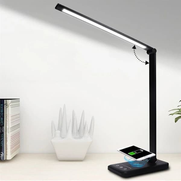 UNIQ LED Neglebordslampe med trådløs opladning - Sort