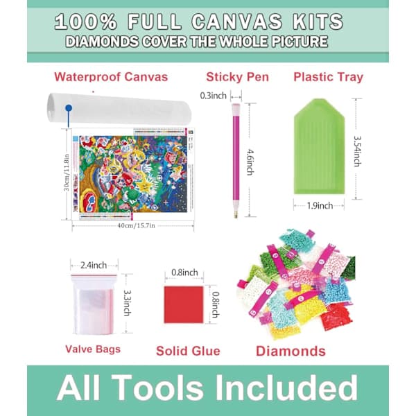DIY Diamantmaleri, Diamantkunst Maleri Mario Kit,A