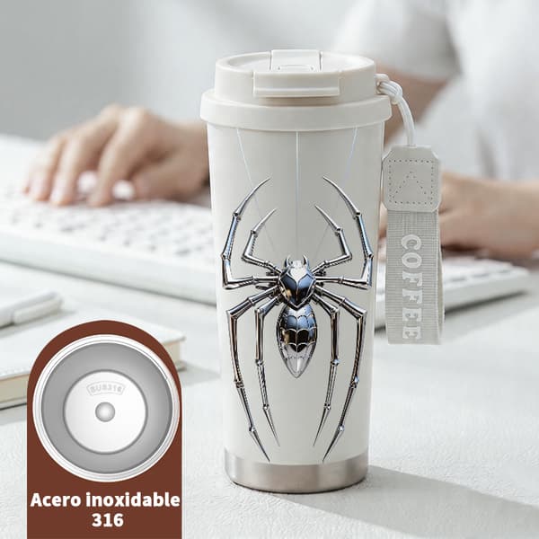 Kaffetermokande 500ml Rustfrit Stål Kunstnerisk Design White