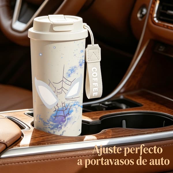Termosmugg 500ml Rostfritt Stål Festlig Design, Isolerad kaffemugg, läckagesäker resemugg med lock Pink