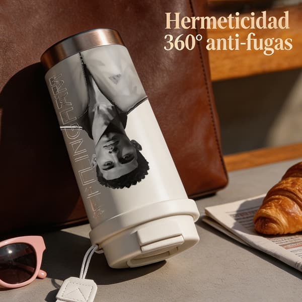 Bärbar kaffetermos 500ml läckagesäker minimalistisk design, Isolerad kaffemugg, läckagesäker resemugg med lock White