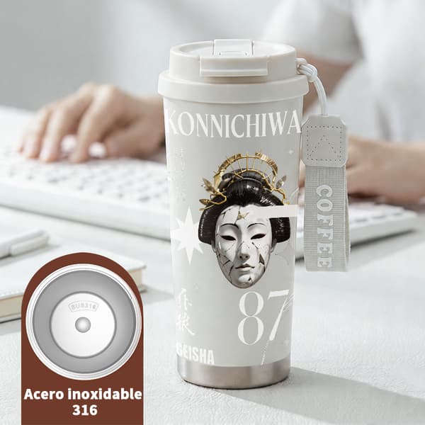 Kaffetermos 500ml Rustfritt Stål Tegneseriedesign White