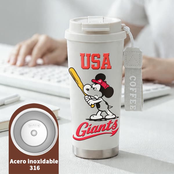 Termosmugg 500ml Rostfritt Stål Blommig Design, Isolerad kaffemugg, läckagesäker resemugg med lock White