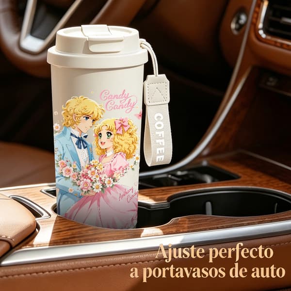 Kaffetermokande 500 ml rustfrit stål festligt design Pink
