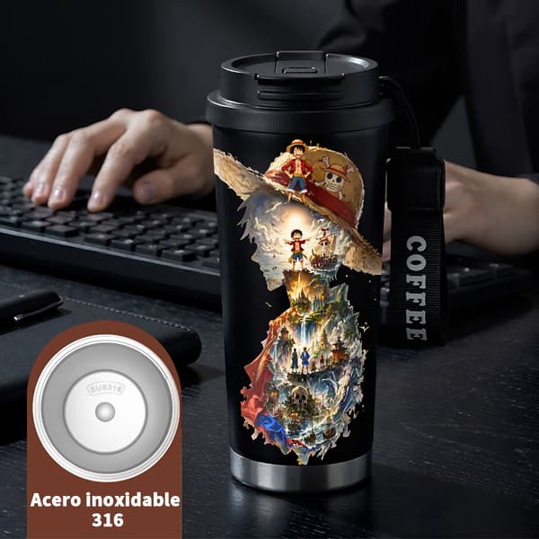 Bærbar Kaffe Termokande 500ml Rustfrit Stål Retro Design Black