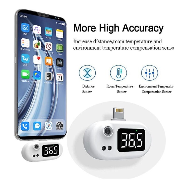 USB Smart Bärbar Termometer Mini Mobil Infraröd Termometer för iphone