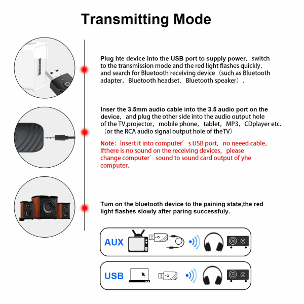 3-i-1 5.0 Bluetooth-mottaker sender