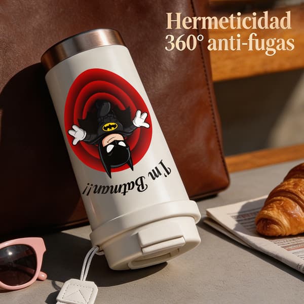 Kaffetermos 500ml 316 Rostfritt Stål Festlig Design, Isolerad kaffemugg, läckagesäker resemugg med lock Black