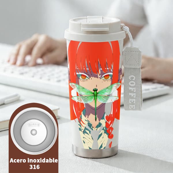 Termosmugg 500ml Rostfritt Stål Retro Design, Isolerad kaffemugg, läckagesäker resemugg med lock White