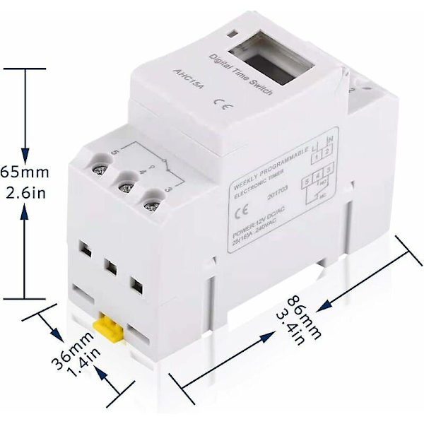 Digitalt Lcd-timer, Digitalt Programmerbart Timer LCD-display Ugentlig Programmerbar Tidsafbryder Tidsforsinkelsesrelæ Kontrol Timer-afbryder AHC15A 12V