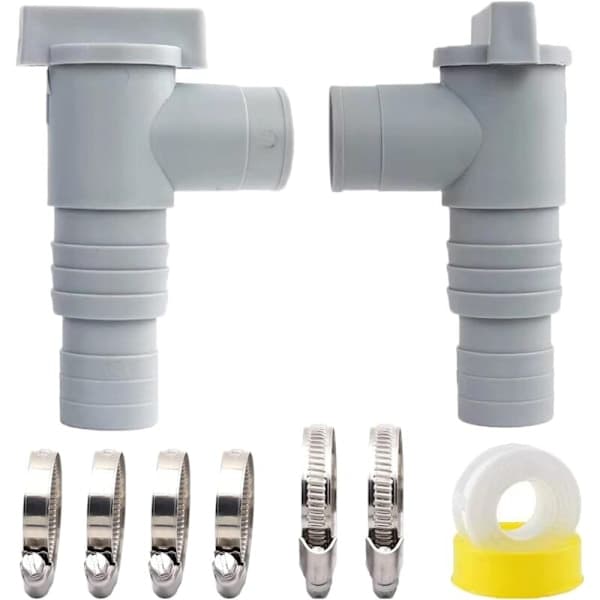 Parti med 2 vedligeholdelses-/stopventiler til pool med 32 mm slangeforbindelse, stopventil til pool, ventil dobbelt delt po,A