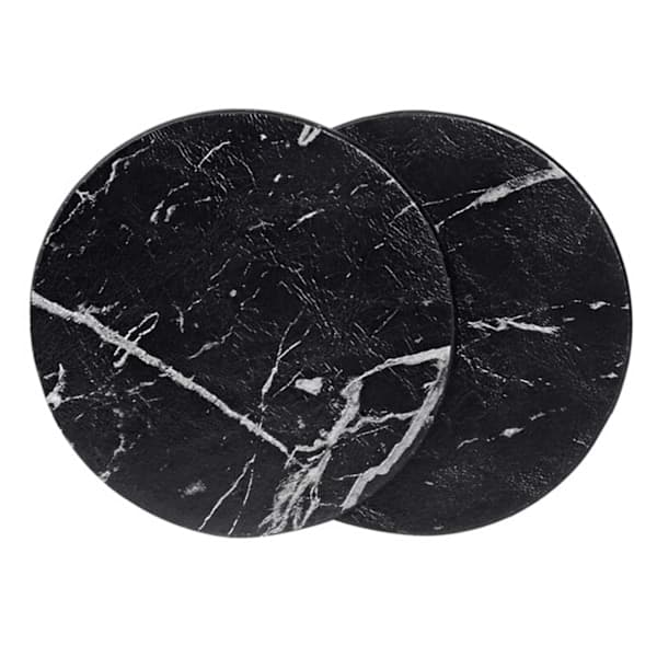 6-pak Vendbare Glasbrikker Sort Marmor PU med Holder Sort