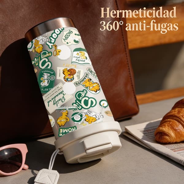 Kaffetermos 500ml Rostfritt Stål Trendig Design, Isolerad kaffemugg, läckagesäker resemugg med lock White