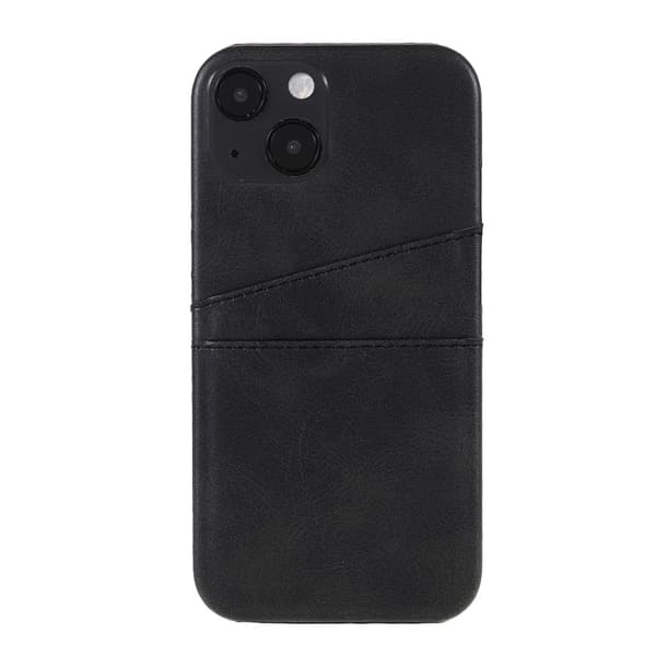 iPhone 13 - Nahkainen puhelinkotelo korttitaskulla - Musta