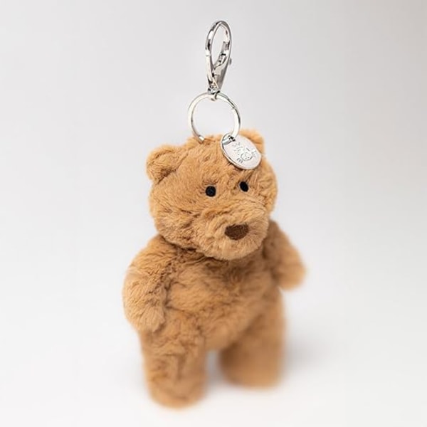 Jellycat Bartholomew Bjørn Taskevedhæng, 11,4 cm, Udstoppede Dyr Teddybjørn Nøglering, Fantastisk Gaveidé, Polyester 12cm