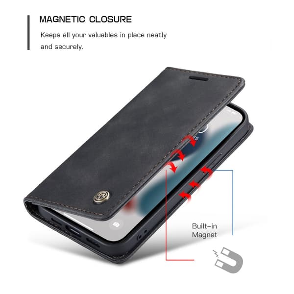 CaseMe Slim Wallet Case iPhone 13 Sort,y